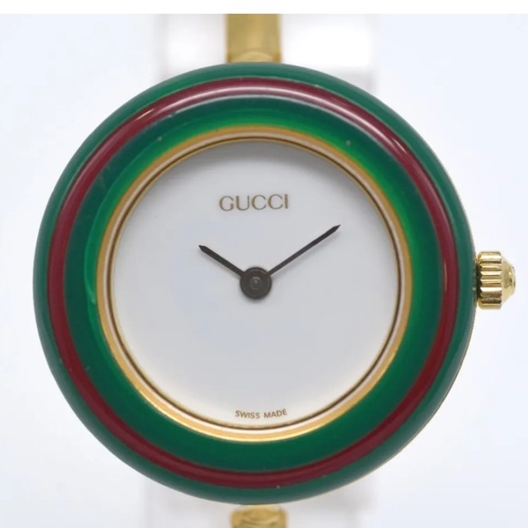 Gorgeous RARE Gucci Luxury 14k Gold Plates VINTAGE Watch Bracelet main image 9